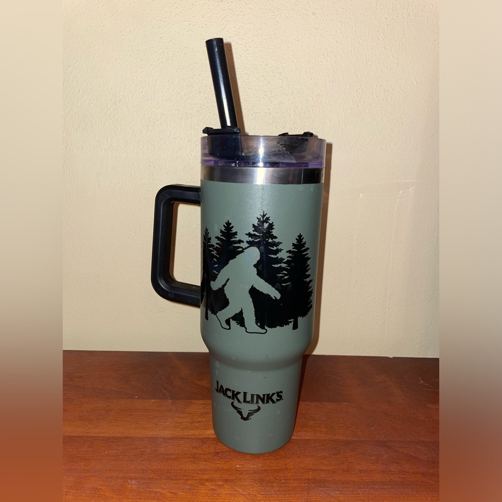 Jack Link's Green Tumbler with Straw